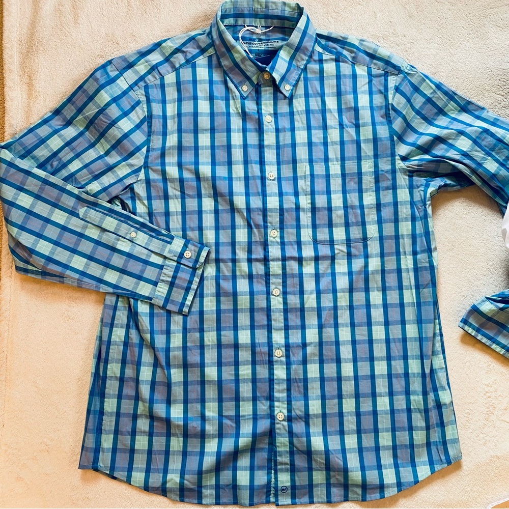 NWT Vineyard Vines men’s On The Go brrr Triple Chill plaid button down Sz L - Picture 3 of 10